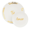 Jogo De Pratos Para Bolo Palavras 5 Pecas - Ce Porcelanas